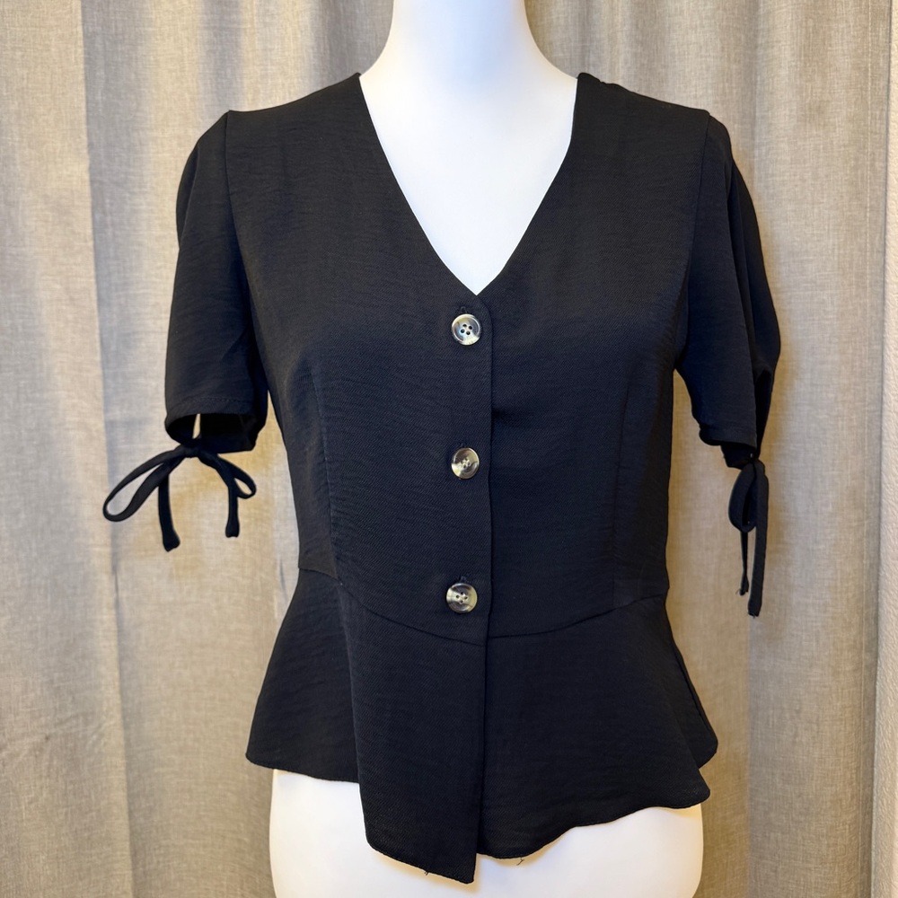 Black Topshop Button-Up Women's Blouse